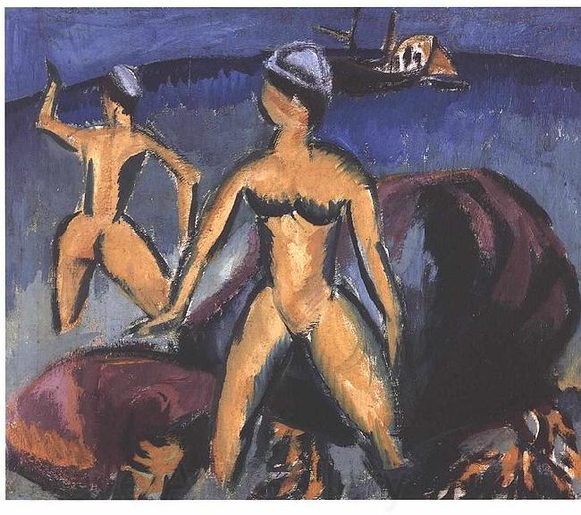 Ernst Ludwig Kirchner Two women at the sea